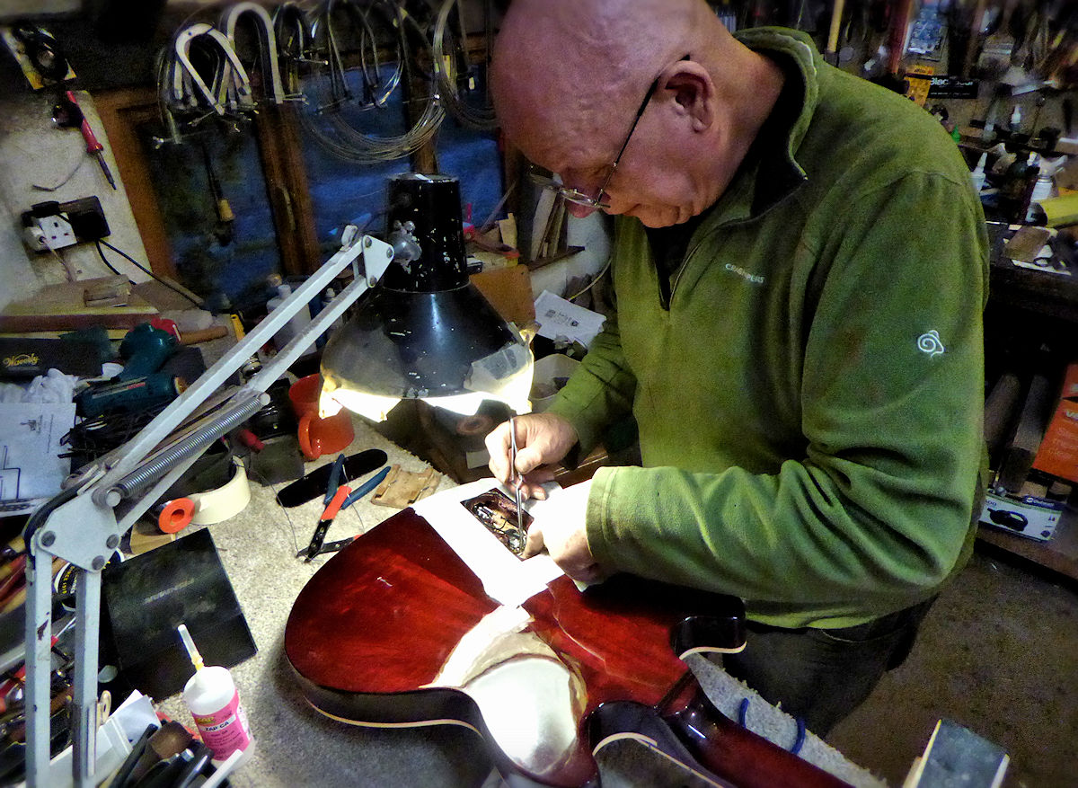Andy wiring a Gibson bass
