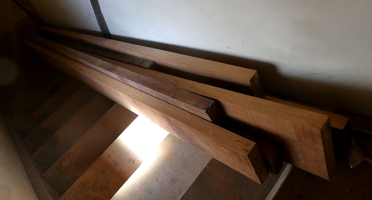 Mahogany on the Stairs at Brook Guitars